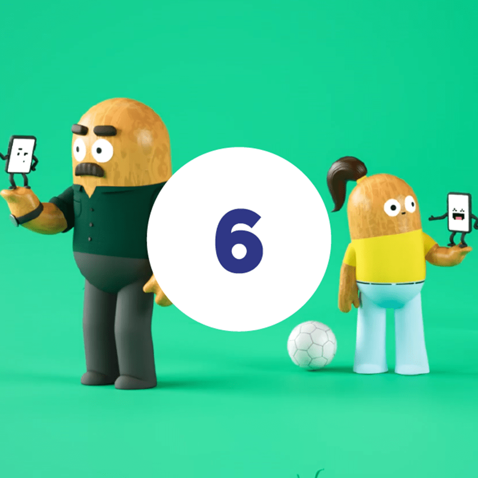 Illustration af far og datter der begge står og kigger på deres mobil