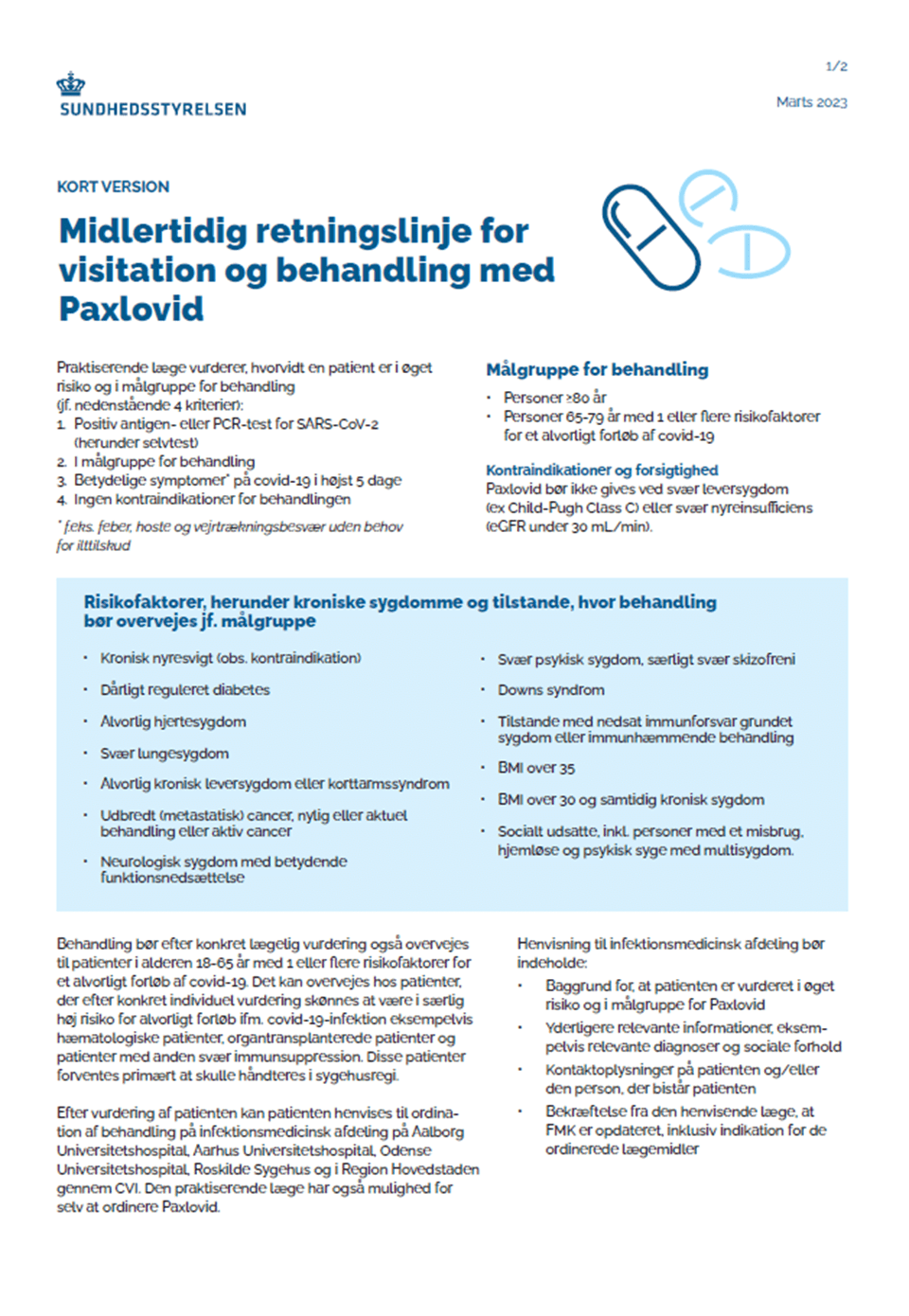 Praksisvejledning: Midlertidig retningslinje for visitation og behandling med Paxlovid